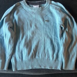 LACOSTE Cable Knit Crewneck Sweater Size 8 Baby Blue Youth